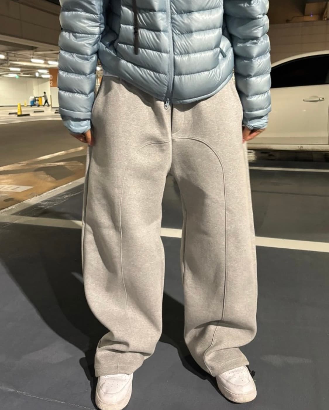 HOODBACK 헤비 커브드 쮸리 스웻팬츠 블랙 상품이미지1