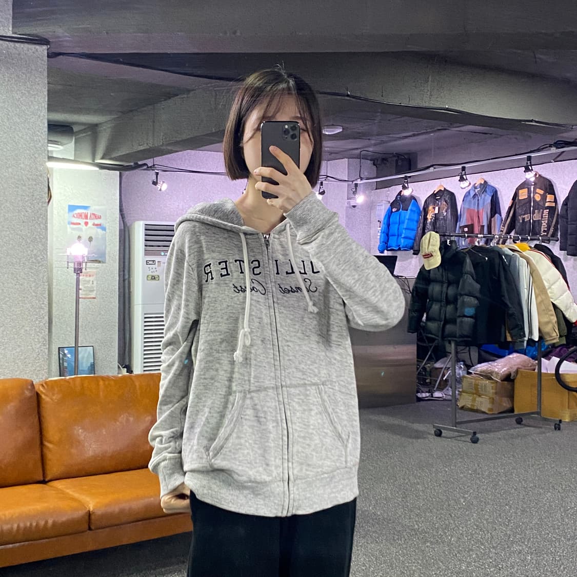 홀리스터 빅로고 멜란지 그레이 후드집업 B3415 상품이미지1