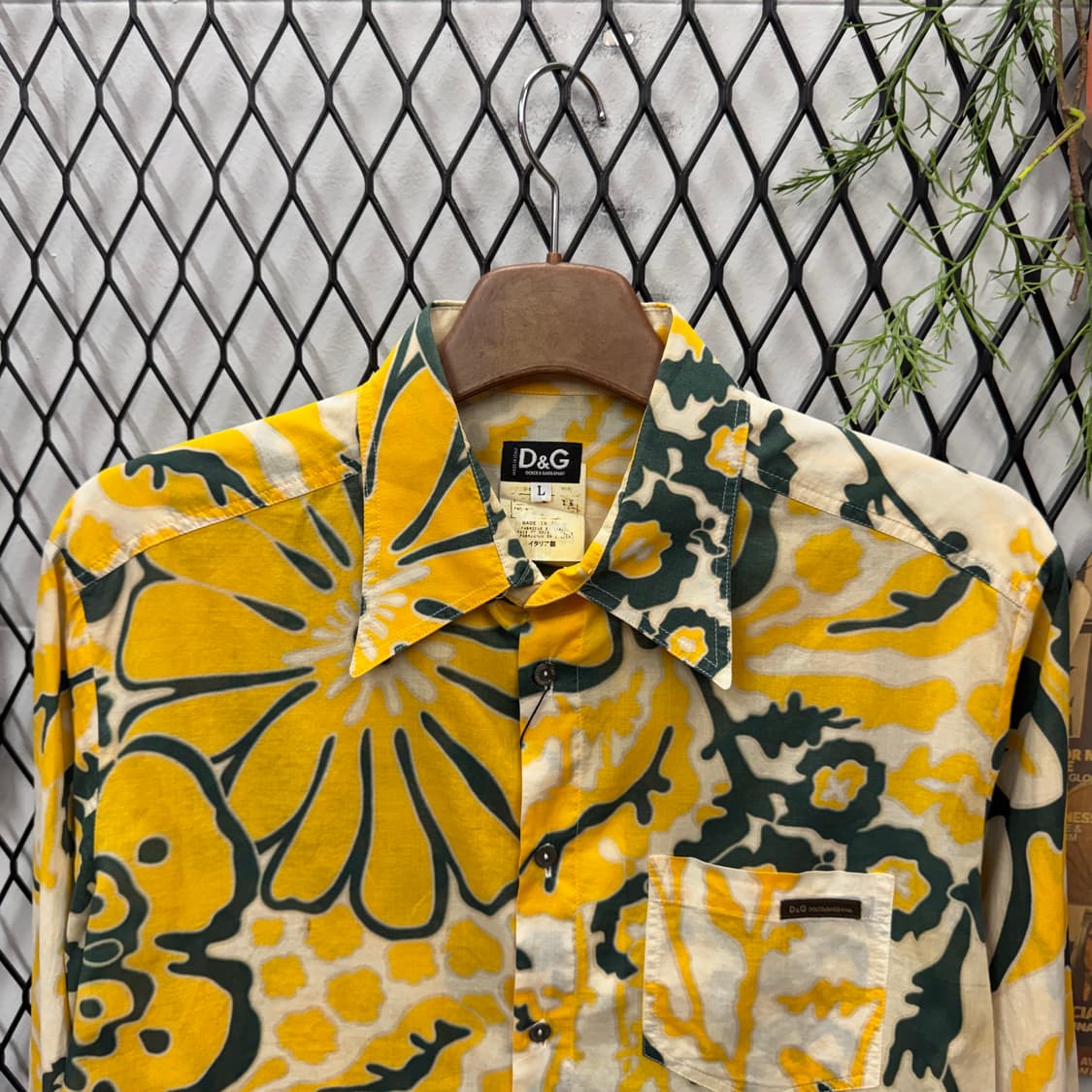00s 돌체앤가바나 셔츠 전후면 플로럴 패턴 포인트 옐로우 상품이미지3