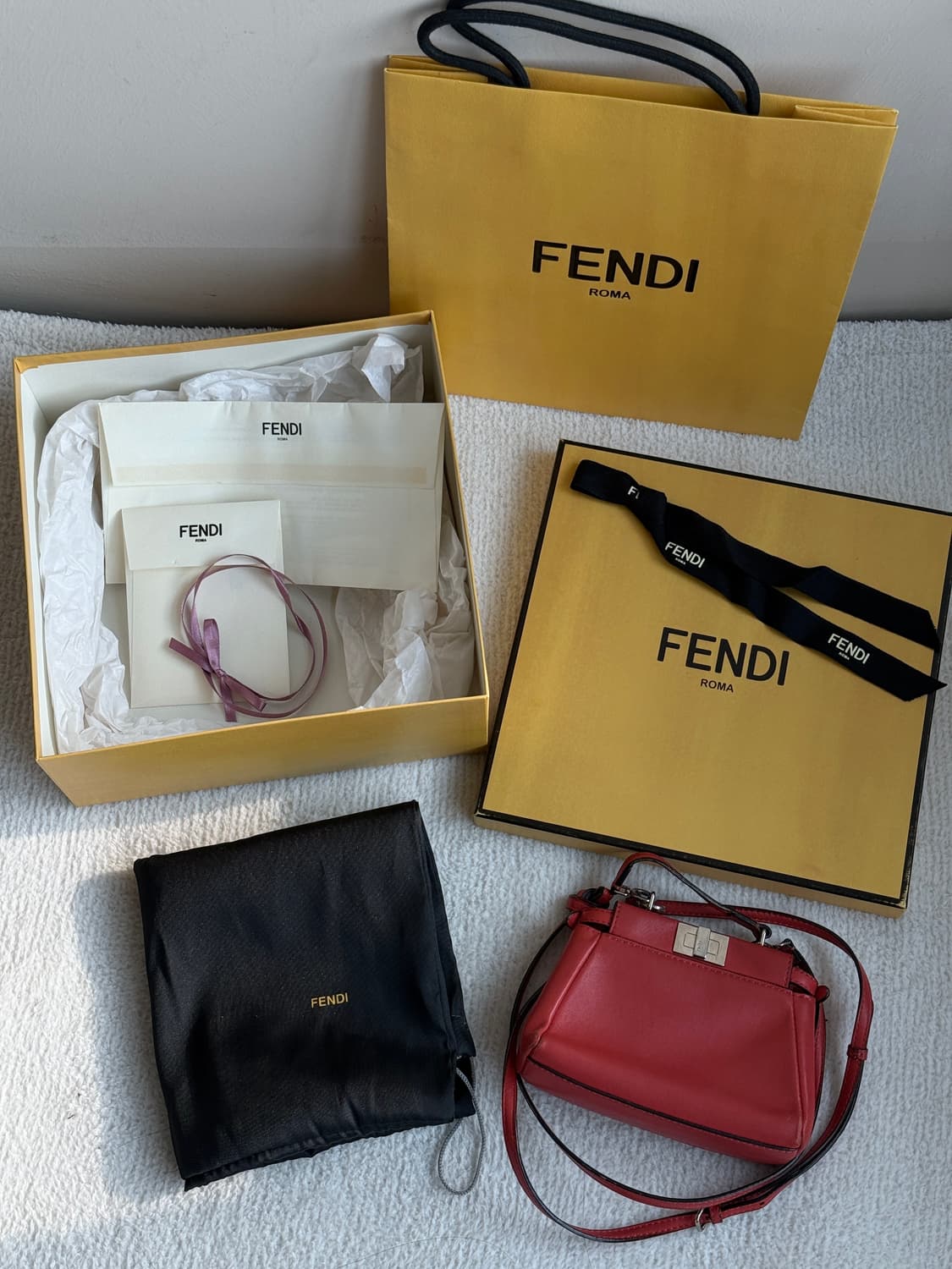 [정품+풀박+영수증] 펜디 마이크로 피카부백 오렌지 나파레더 상품이미지1