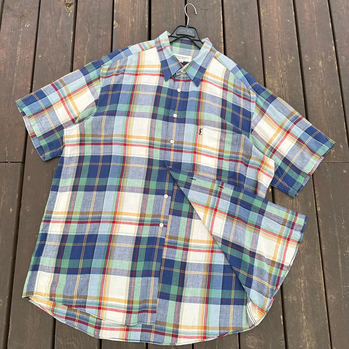 입생로랑 체크 린넨 반팔 셔츠 상품이미지2