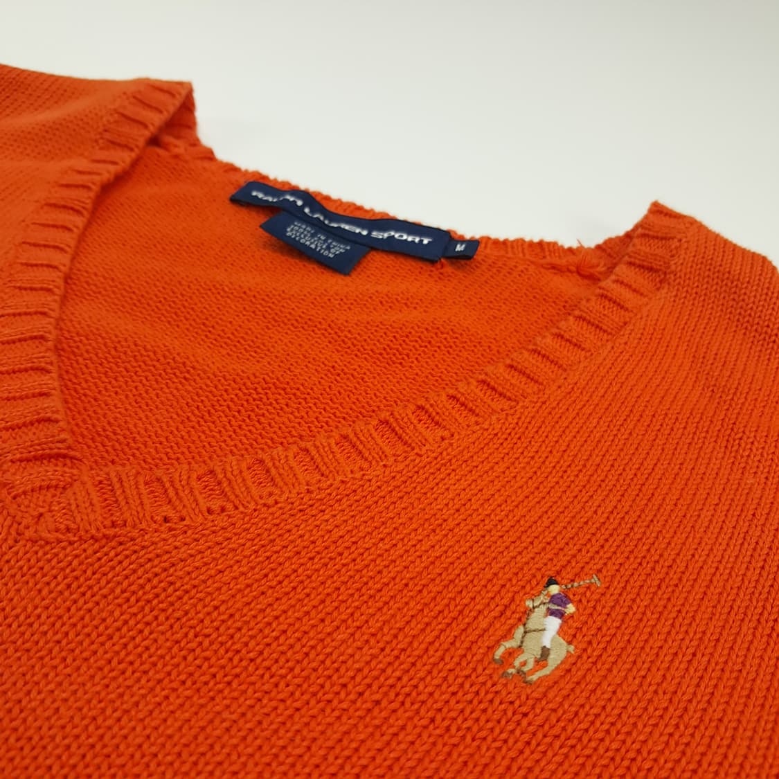 CN744W M 폴로 랄프로렌 오렌지 V넥 긴팔 니트 스웨터 상품이미지5