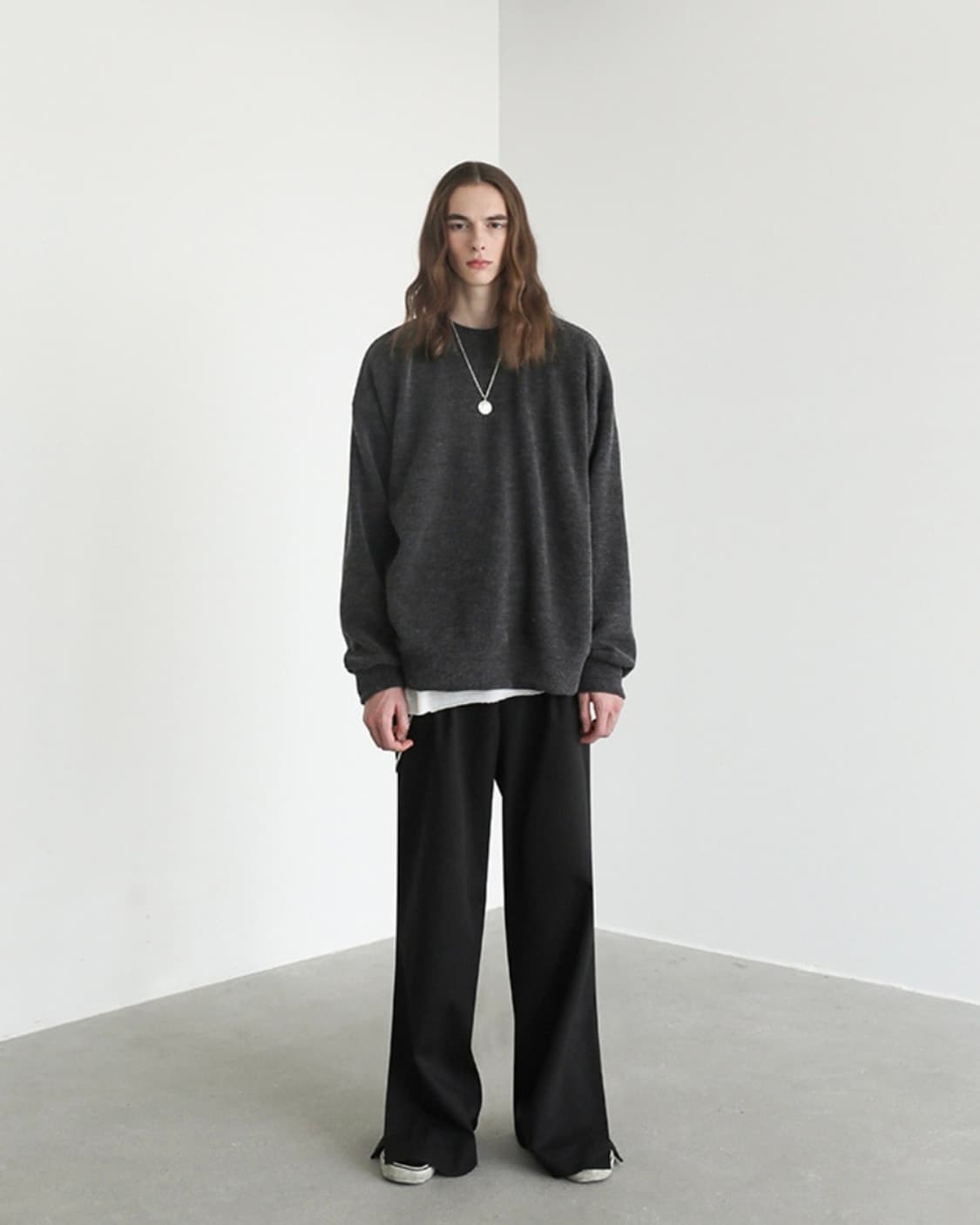 어반/ 플랙스 골지 오버핏 라운드 니트 다크그레이/ 3 상품이미지6