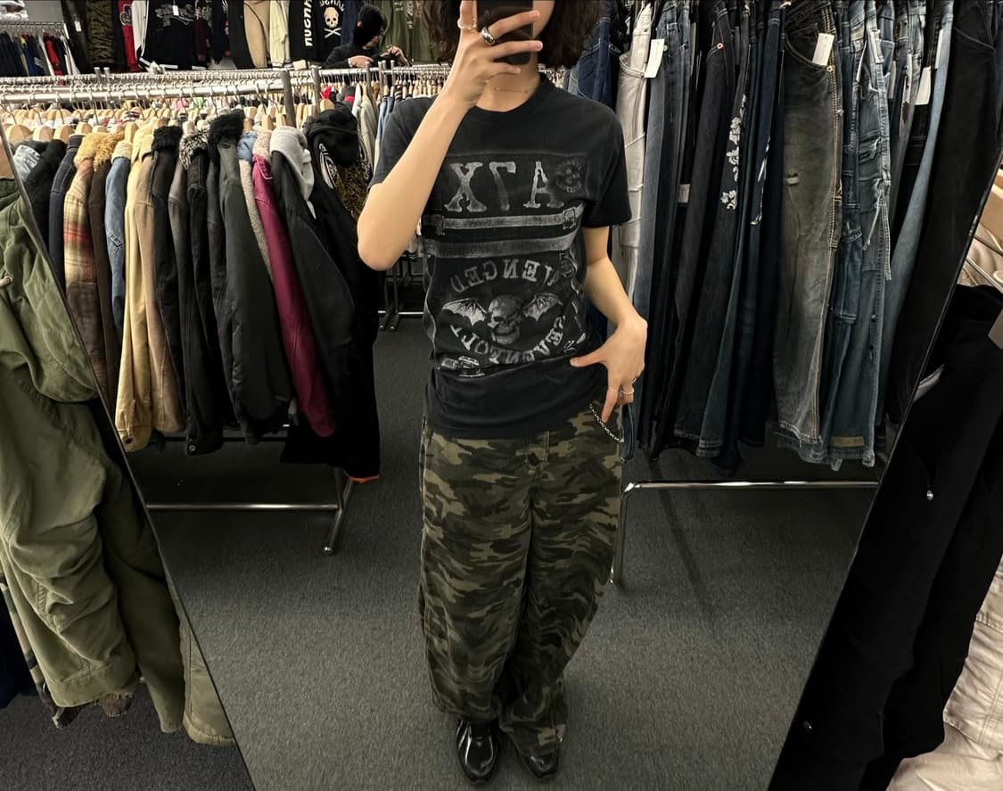 OS)Band Tees 빈티지 Sevenfold 스컬 프린팅 반팔 상품이미지1