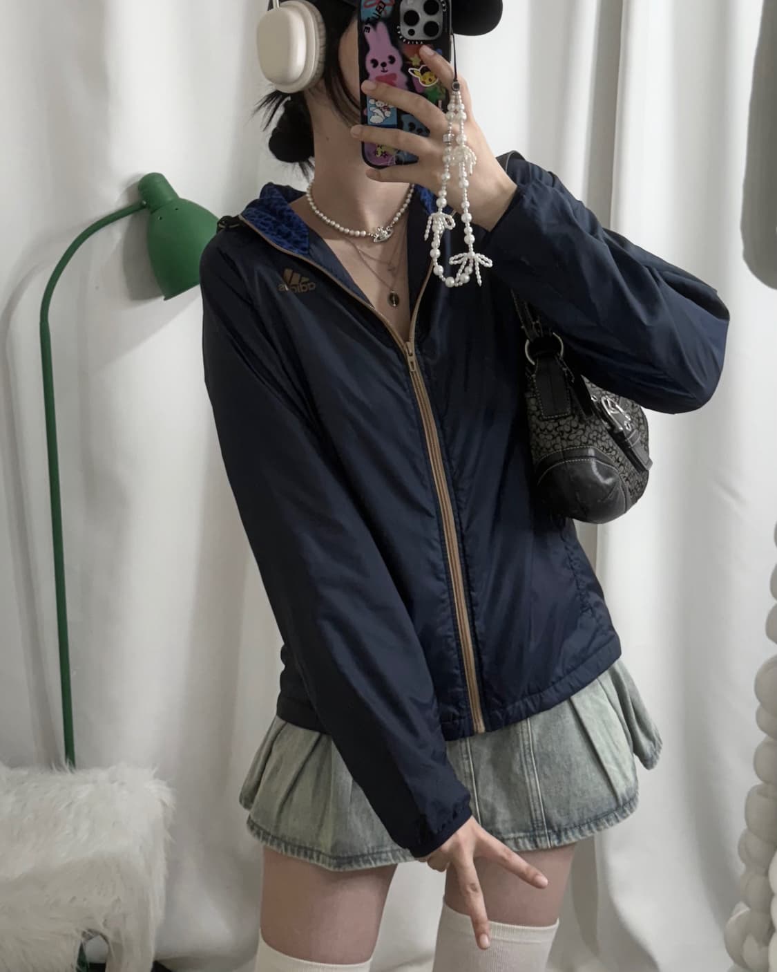 아디다스 네이비 & 레오파드 후드 바람막이 상품이미지5