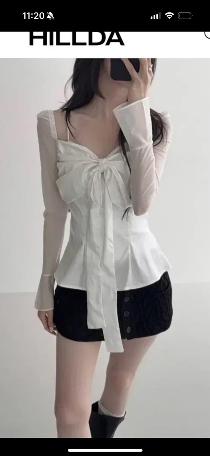 구해요))힐다고희실키스완블라우스 화이트 상품이미지1