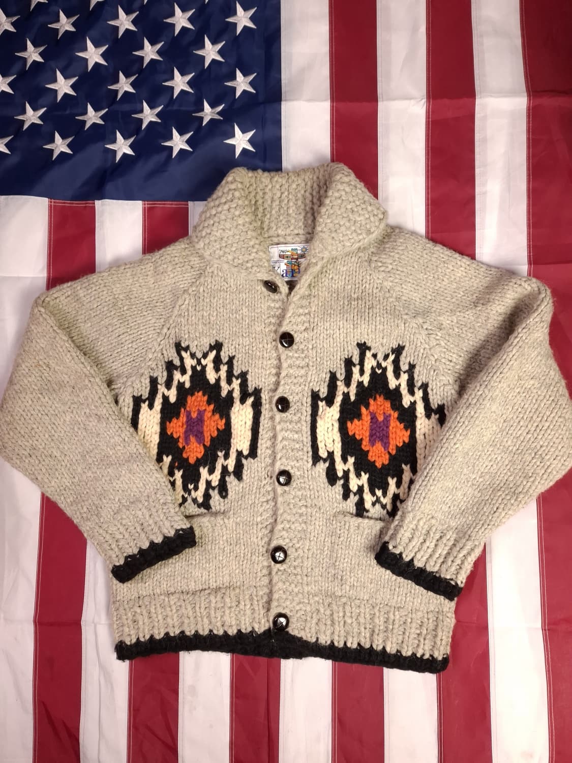 오리지날 캐나다제조 카나타 나바호우먼용 코위찬 울 가디건 상품이미지1