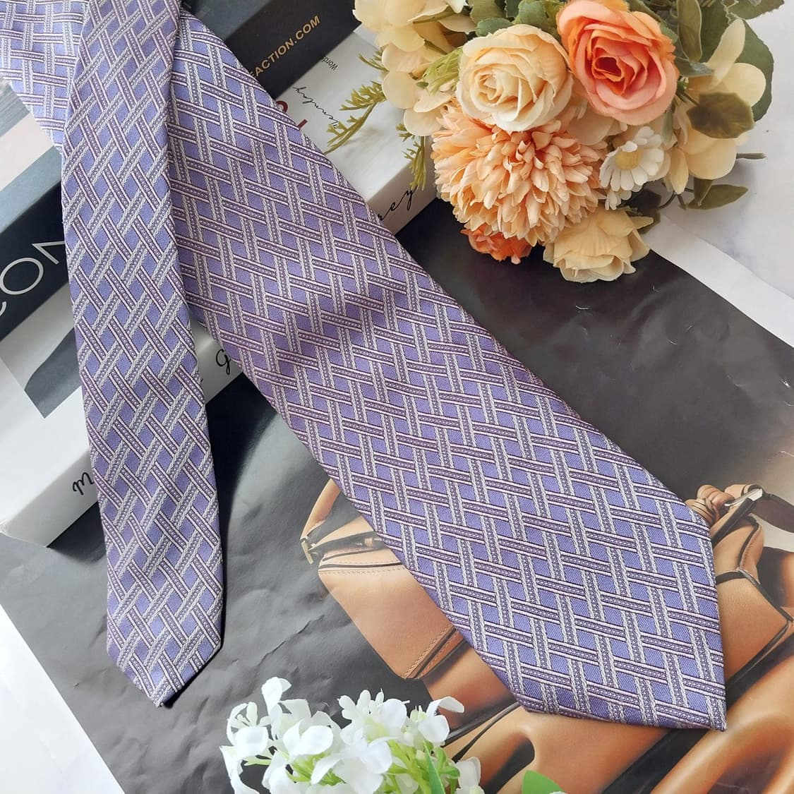 앤드류스타이 실크 퍼플 자카드 넥타이 8.7cm 새제품 K2545
 상품이미지4