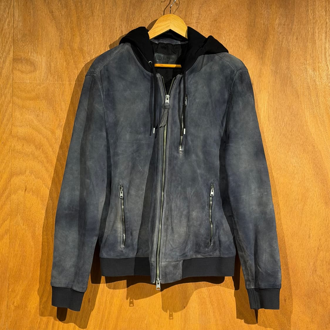 올세인츠 워시드 고트레더 스웨이드 봄버 자켓 L 염소가죽 상품이미지1