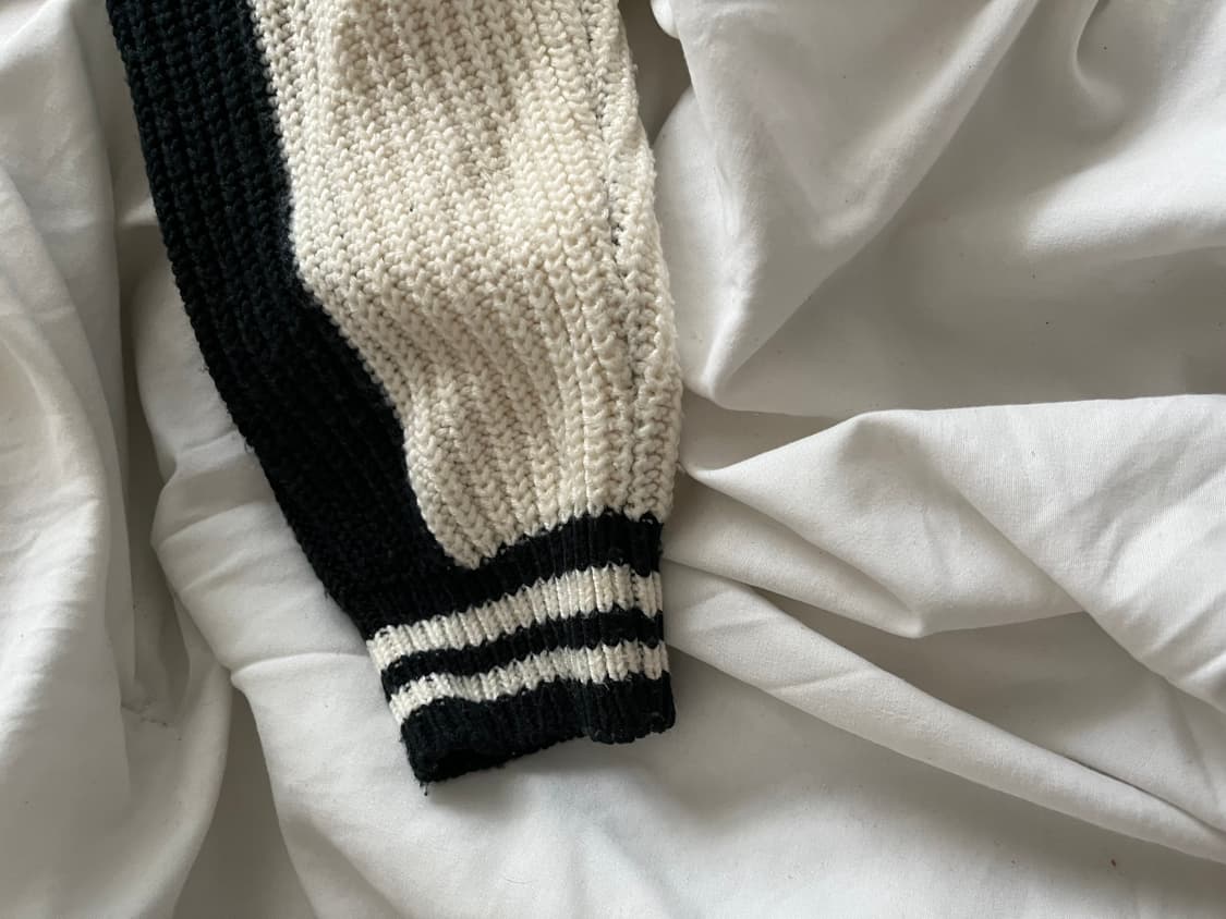 배색 니트 집업 상품이미지2