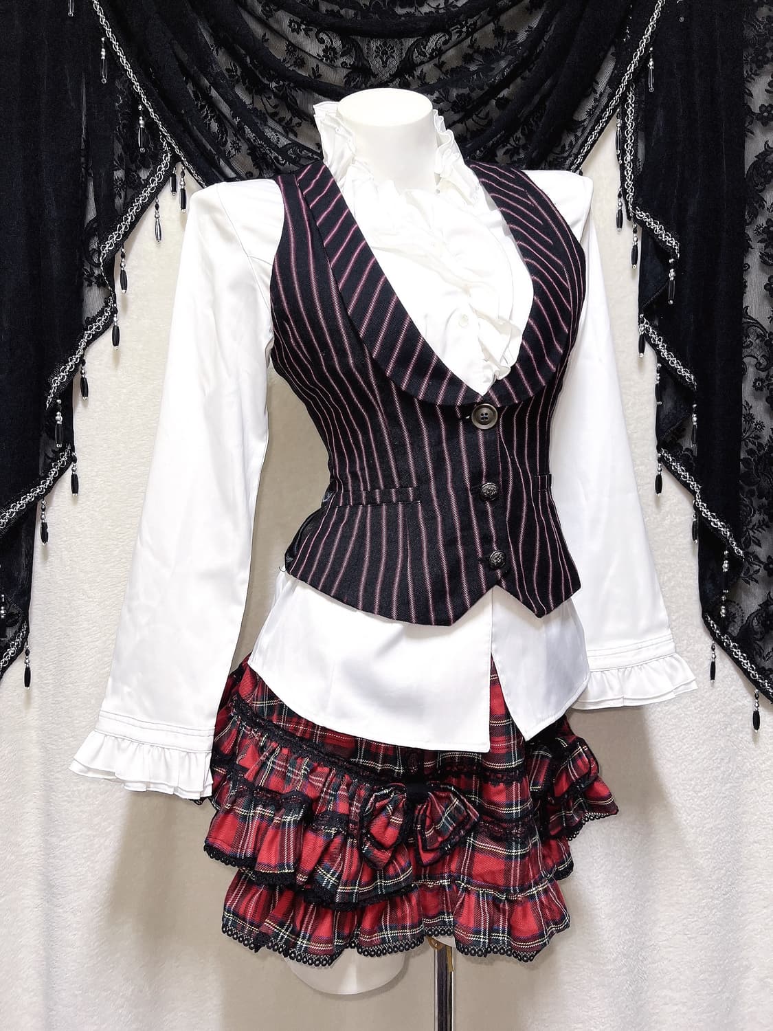 드러그허니 타탄체크 캉캉스커트 고스펑크 하라주쿠 갸루 캐캐체 서브컬쳐 상품이미지1