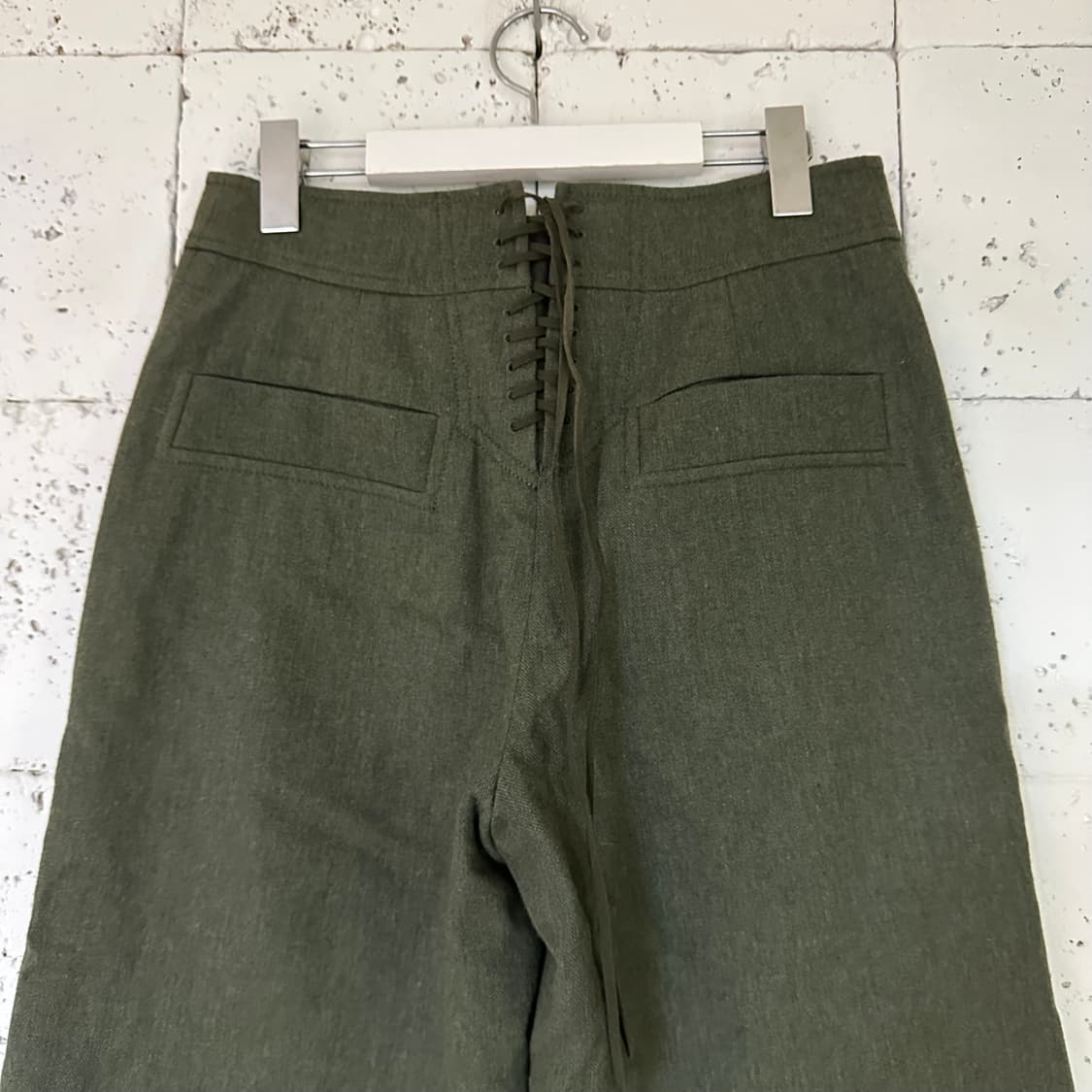 우먼36 럭키슈에뜨 모직 바지 카키 상품이미지4