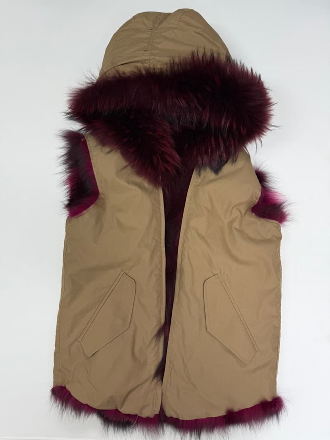 VTG FOX & RACCOON FUR HOOD VEST 상품이미지7