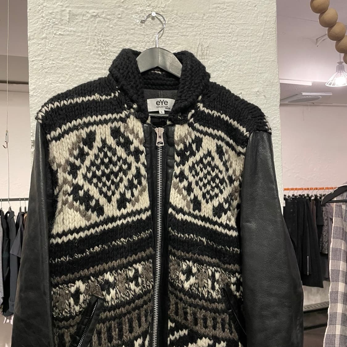 준야와타나베 맨 니트 레더 바시티 자켓 상품이미지2