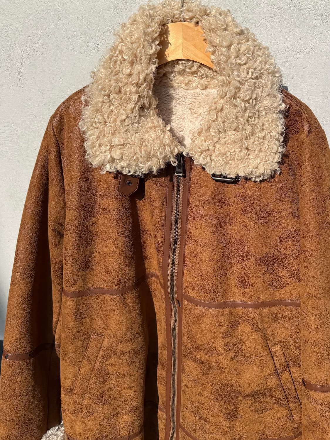 브라운 롱 무스탕 B140 상품이미지2