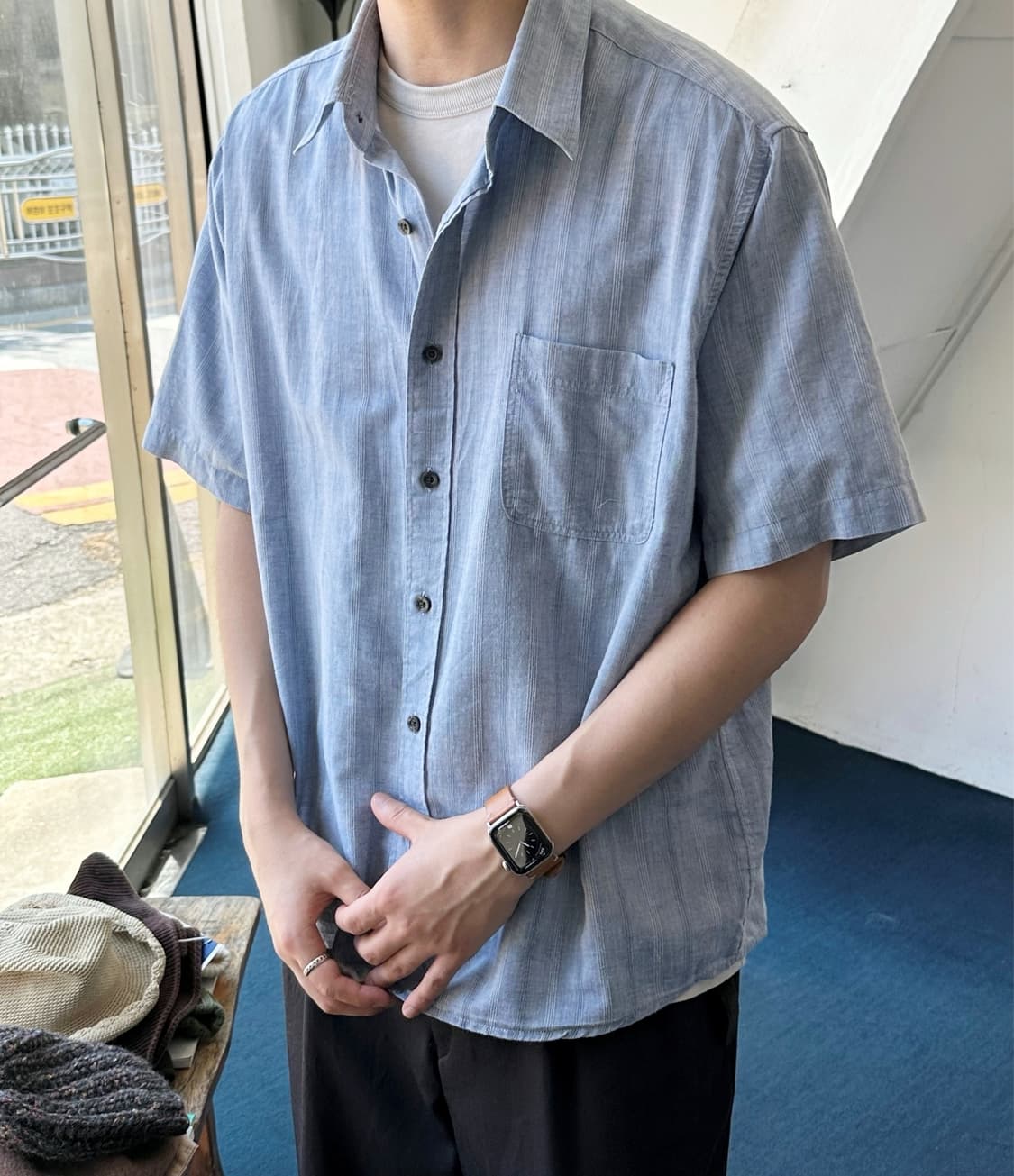Design jacquard fabric point H/S shirt 상품이미지8