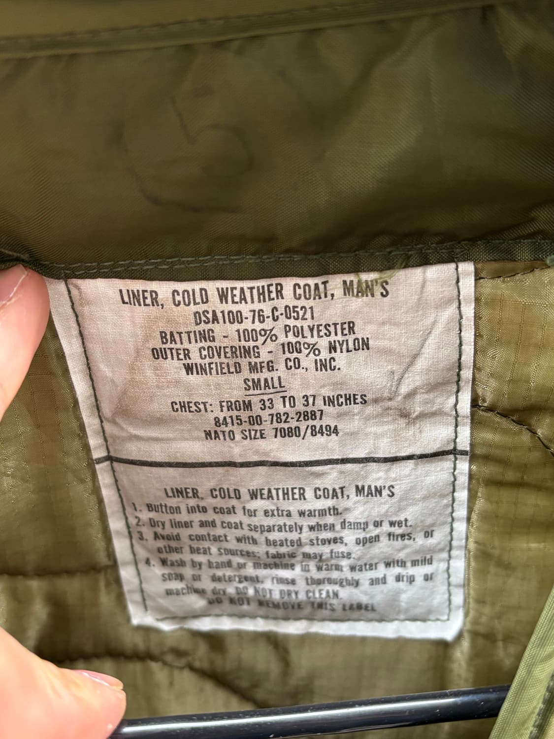 미군 오리지널 m65 라이너 (깔깔이) 상품이미지4