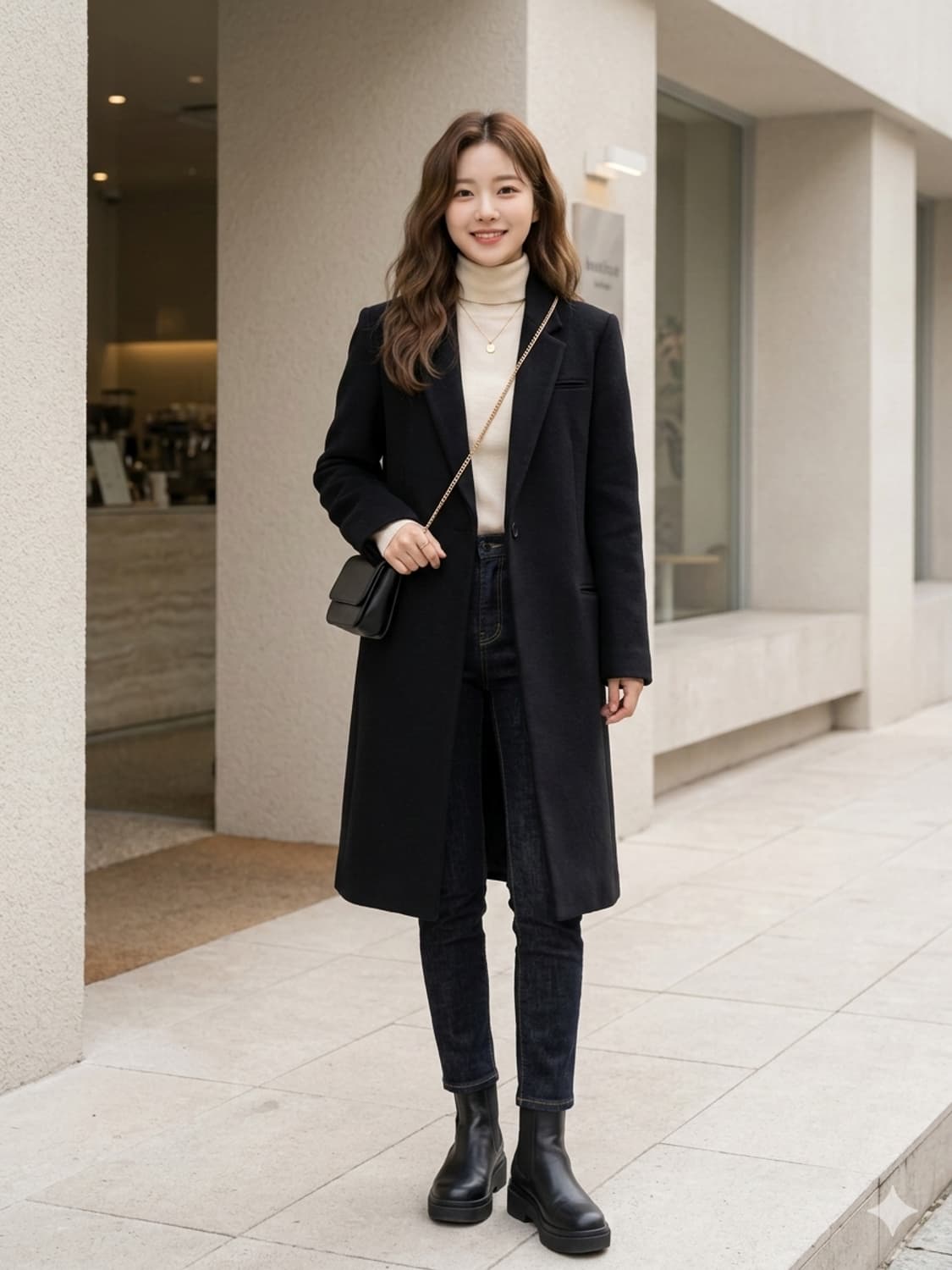 BLOSSOM 블러썸 울 96% 미니멀 블랙 롱 코트 상품이미지1