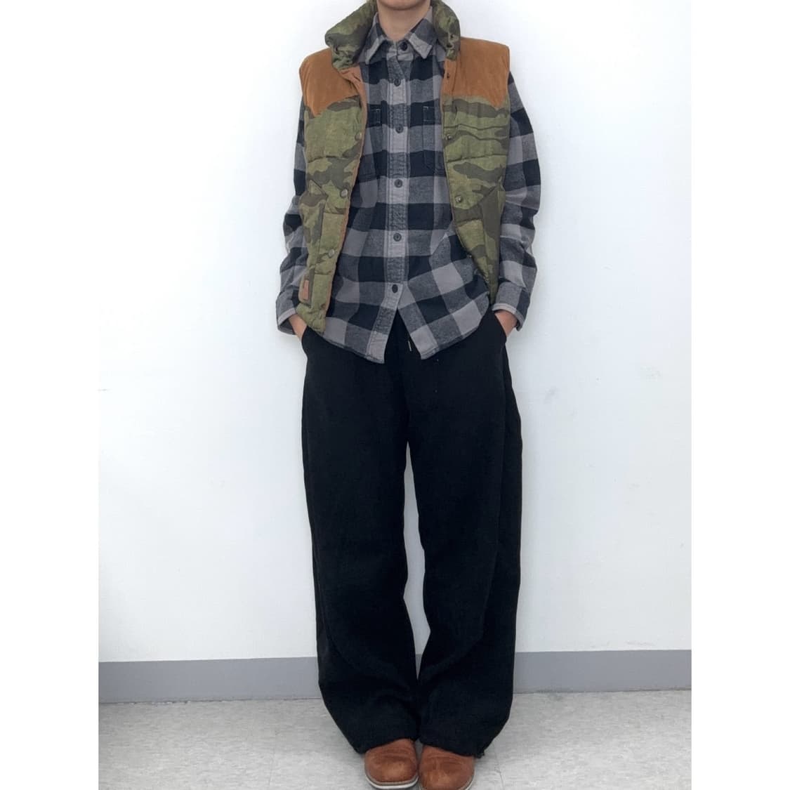 빈티지 그레이 체크 셔츠 상품이미지4