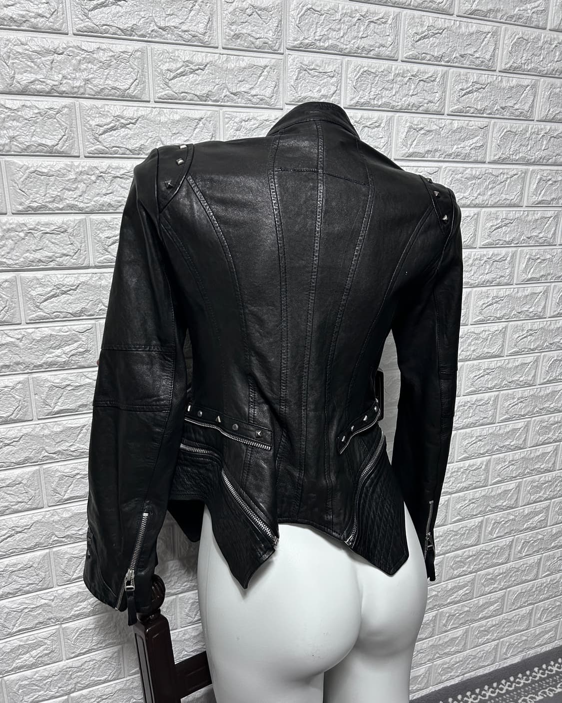 00‘s 멀티 지퍼 스터드 램스킨 자켓 상품이미지6