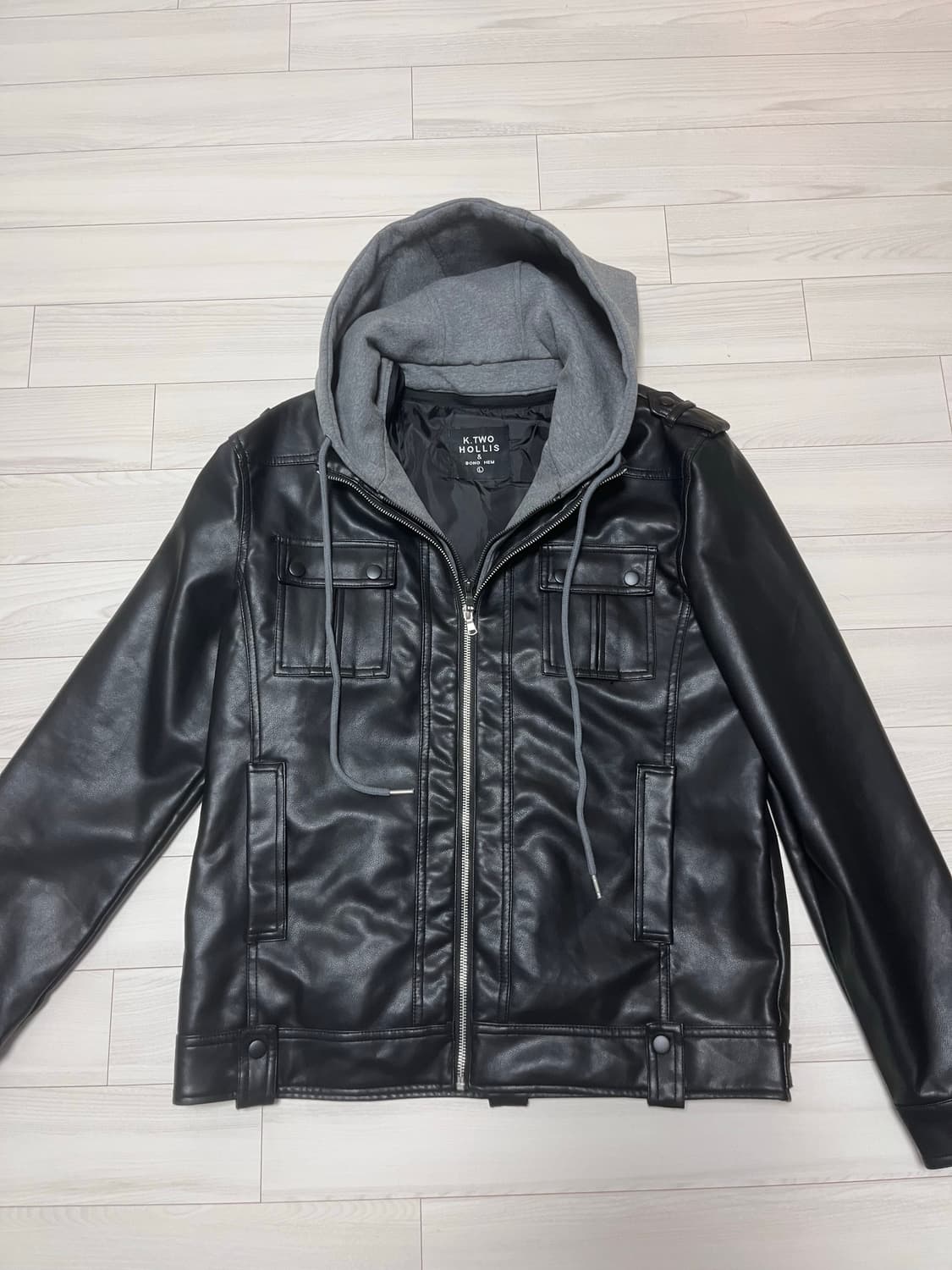 후드지퍼 포함된 가죽자켓 상품이미지2