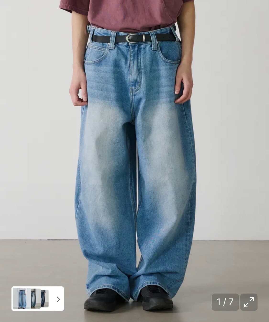노운 와이드 데님 팬츠 (미드 블루) 상품이미지1