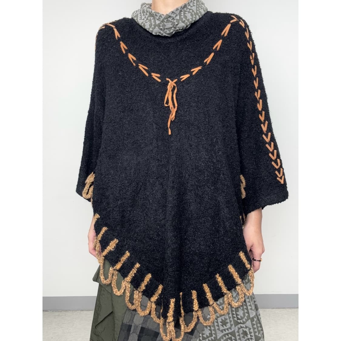 빈티지 히피 블랙 케이프 망토 판쵸 상품이미지2