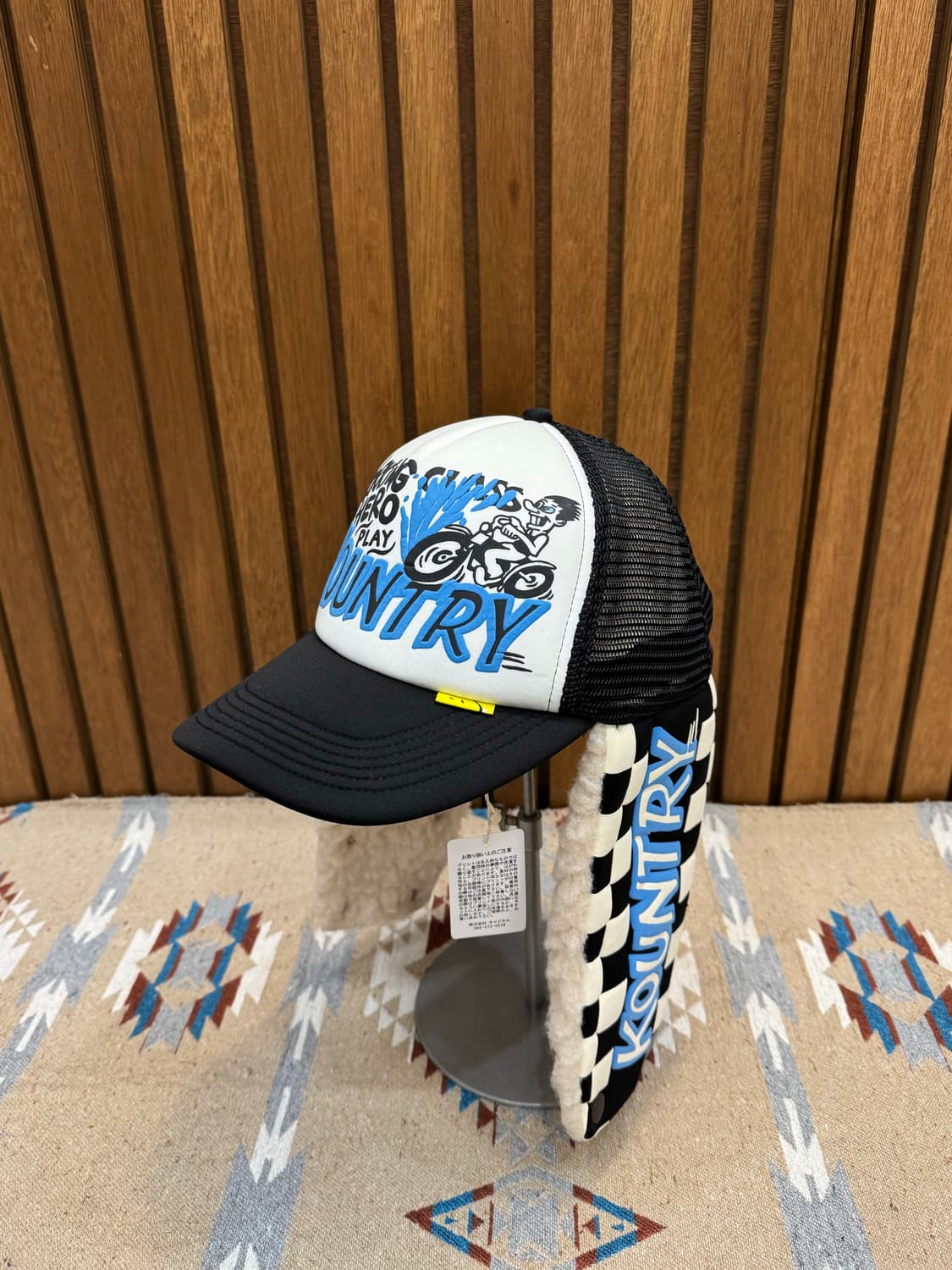 [OS] 캐피탈 컨트리 레이서 럼버 트럭 캡 체커드 블루 상품이미지1