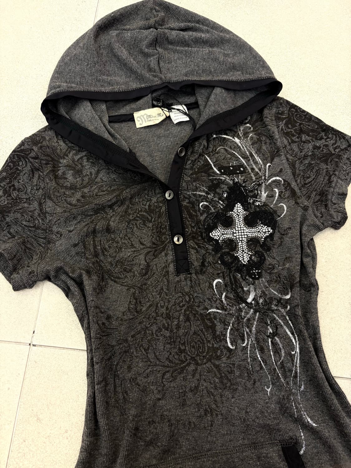 차콜 큐빅 프린팅 후디 상품이미지3