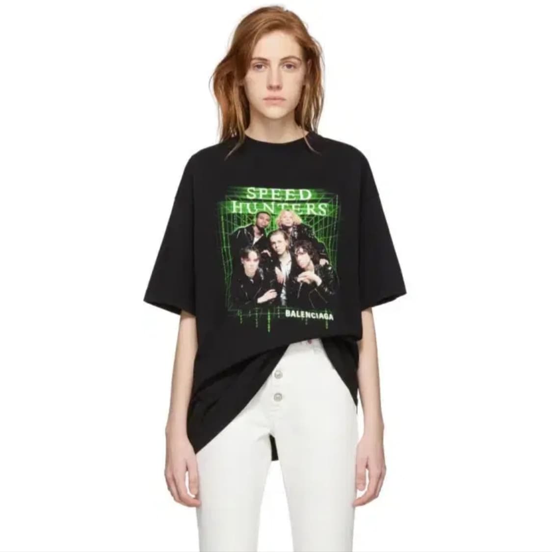 정품 발렌시아가 스피드헌터 오버핏 반팔 티셔츠 블랙 네온 L사이즈 상품이미지3