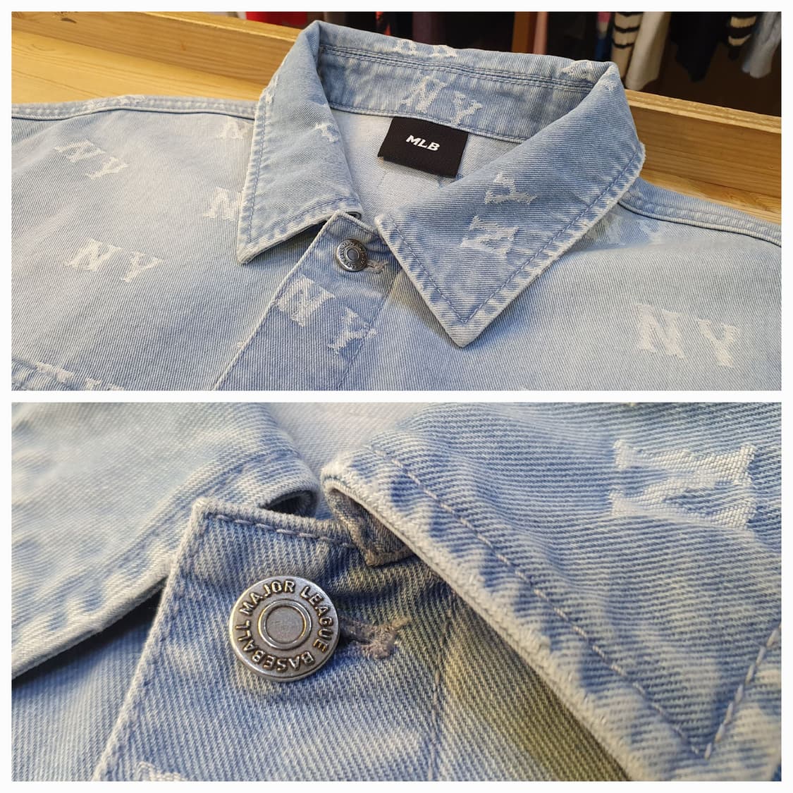 (새상품)110.MLB 모노그램 데님셔츠 상품이미지5