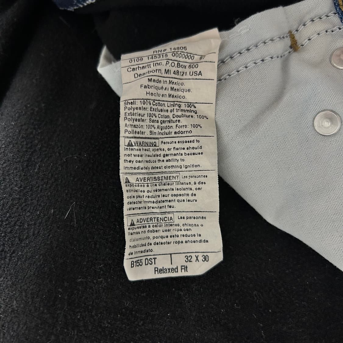[32x30] 칼하트 기모 인감 청바지 B155 DST 상품이미지10