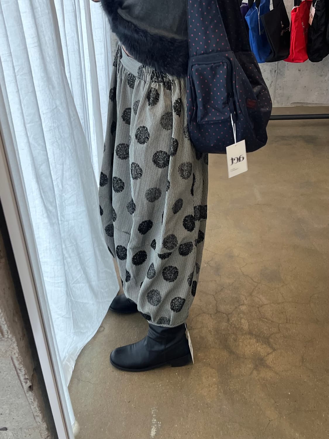 BANDOOR 벨벳 도트 벌룬 스커트 상품이미지9