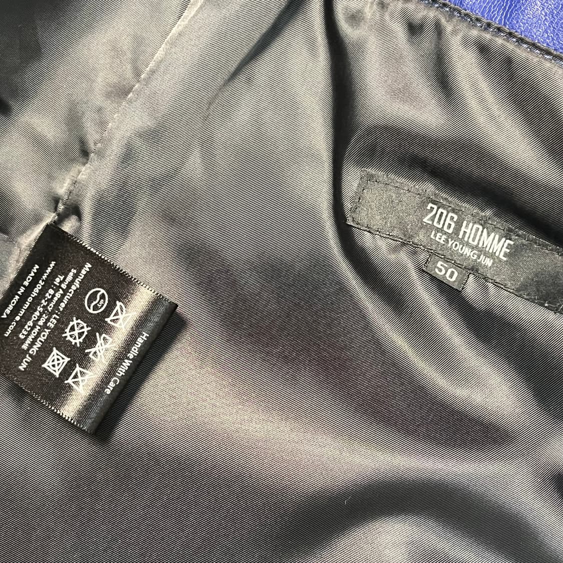 206옴므 블루 가죽 라이더 자켓 상품이미지4