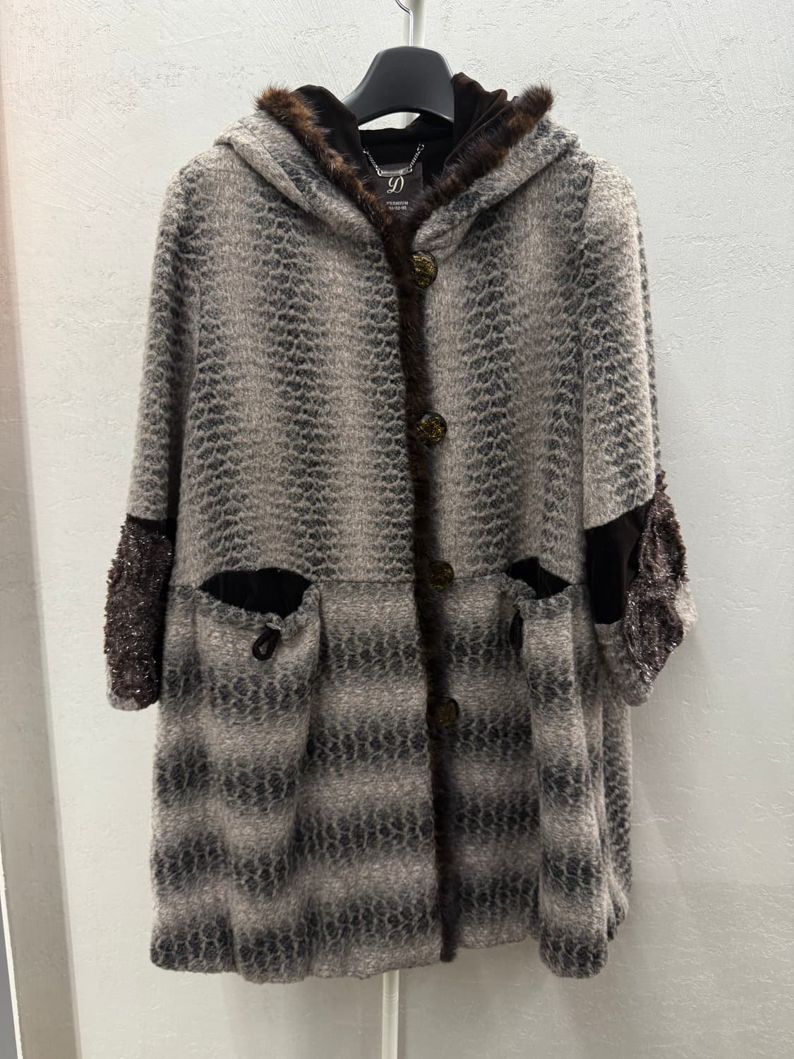 D Premium 럭셔리 밍크 후드 코트 상품이미지2