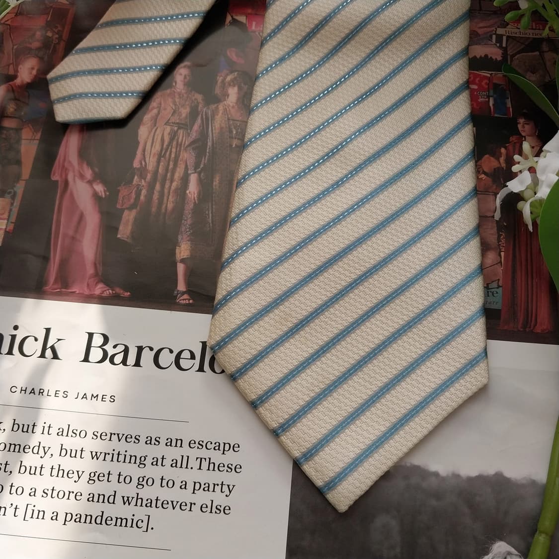 아쿠아스큐텀 실크 스트라이프 넥타이 9.6cm A+~A등급 K1514
 상품이미지5