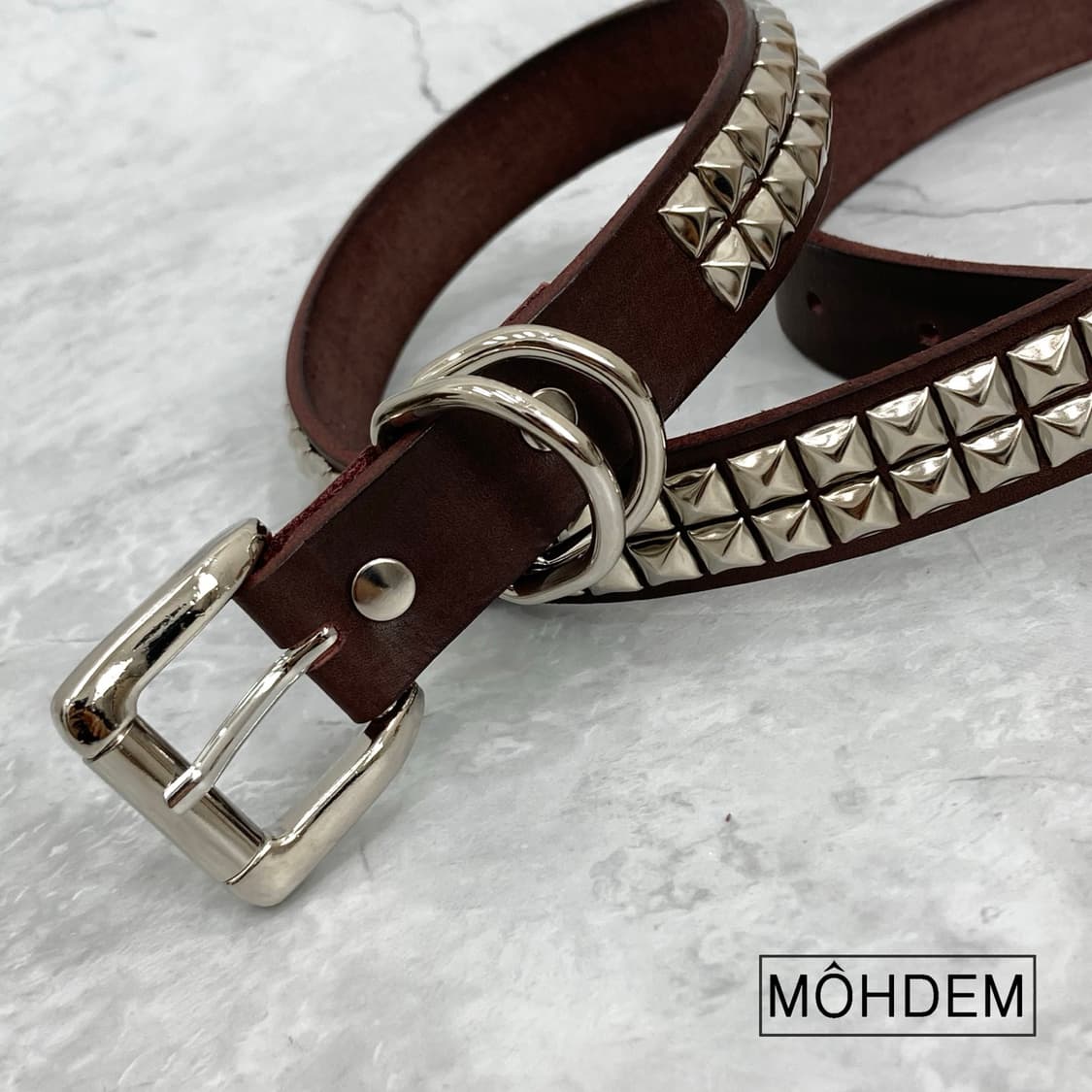 [Unisex] 락시크 스터드 웨스턴 가죽 벨트 브라운 상품이미지9