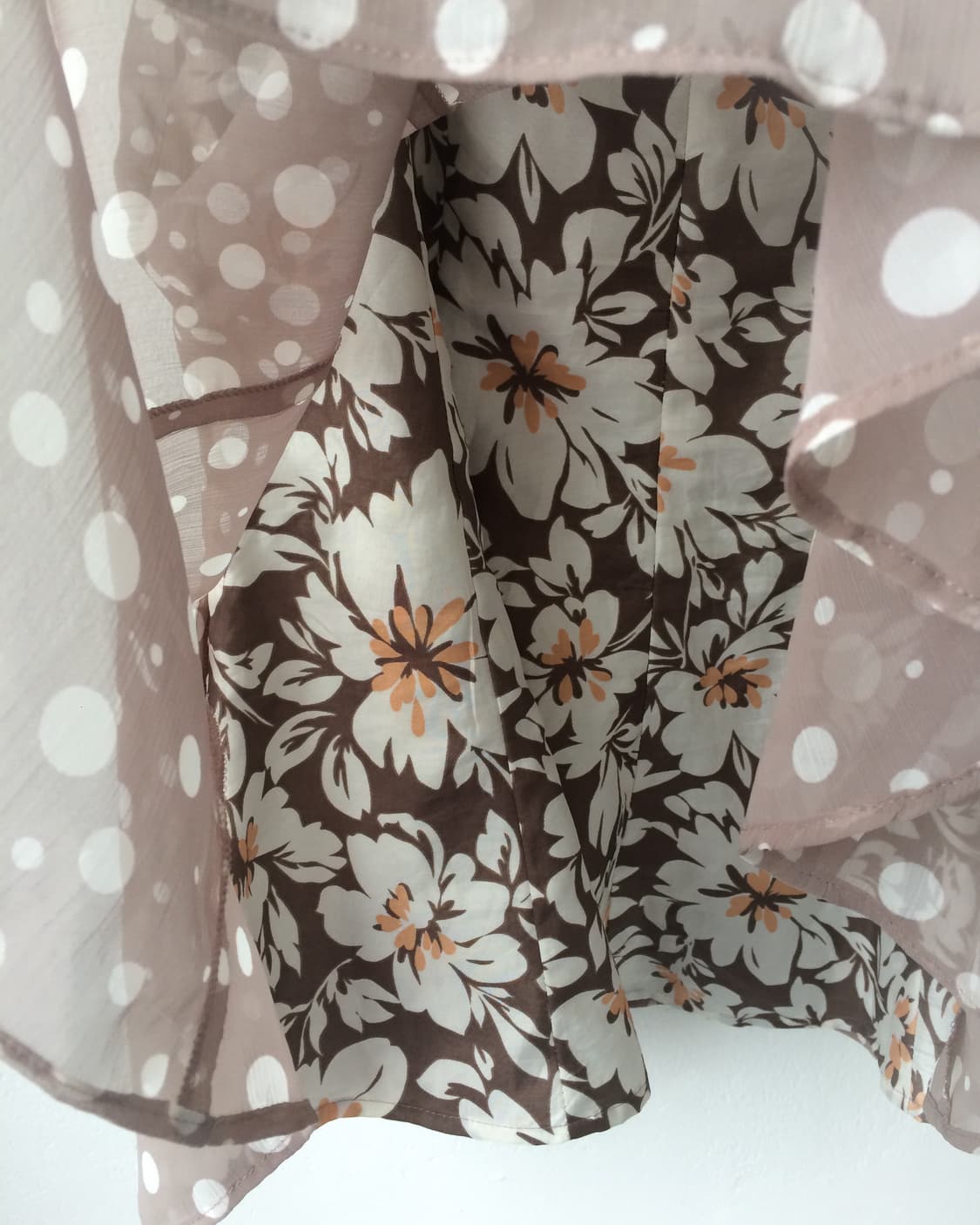Dot flower pattern mixed midi skirt 상품이미지2