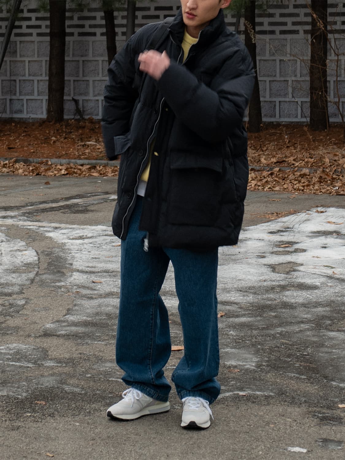 goose down half coat dark navy 2size 상품이미지1