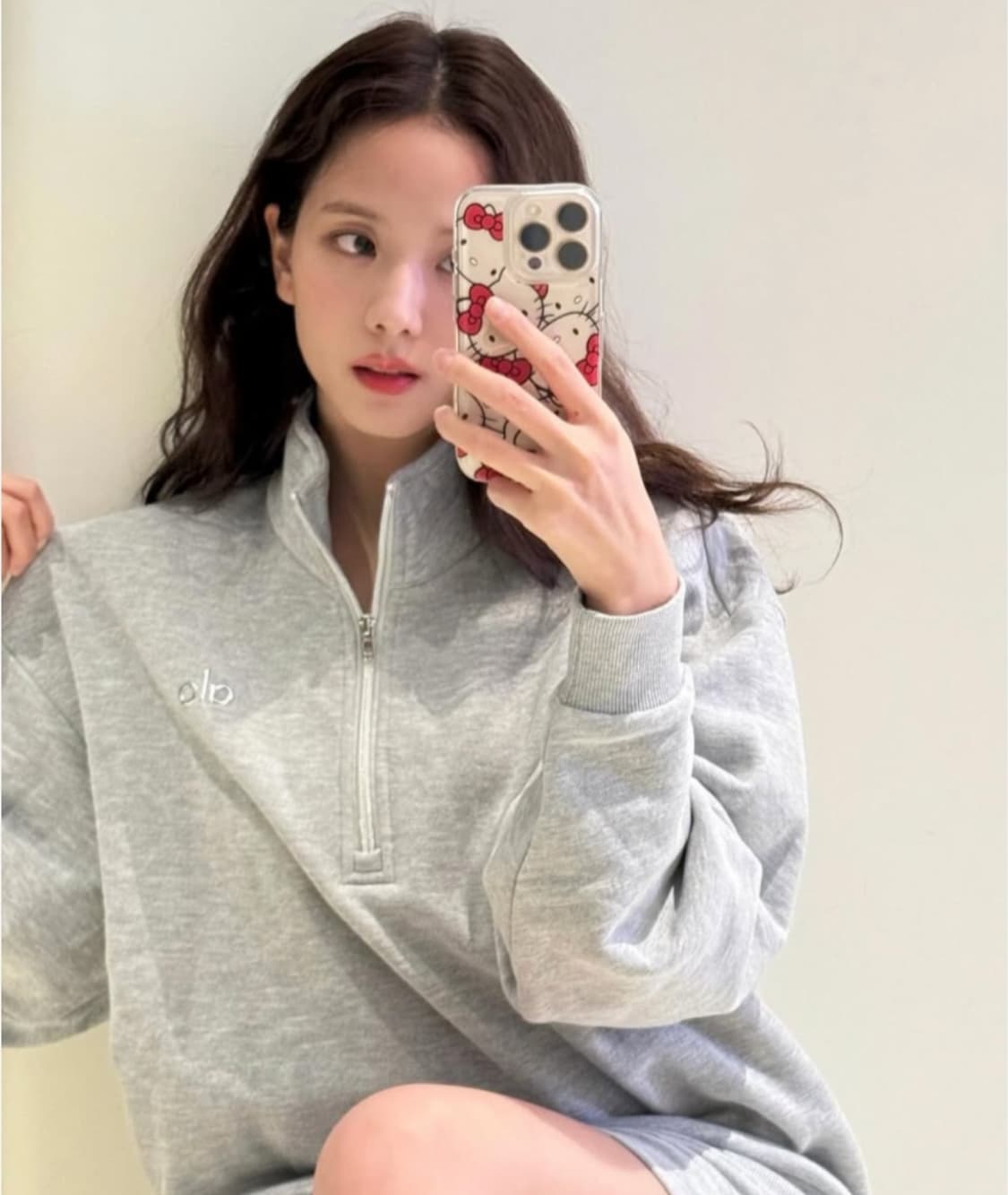 Alo 하프집업 그레이 미듐 맨투맨 상품이미지1