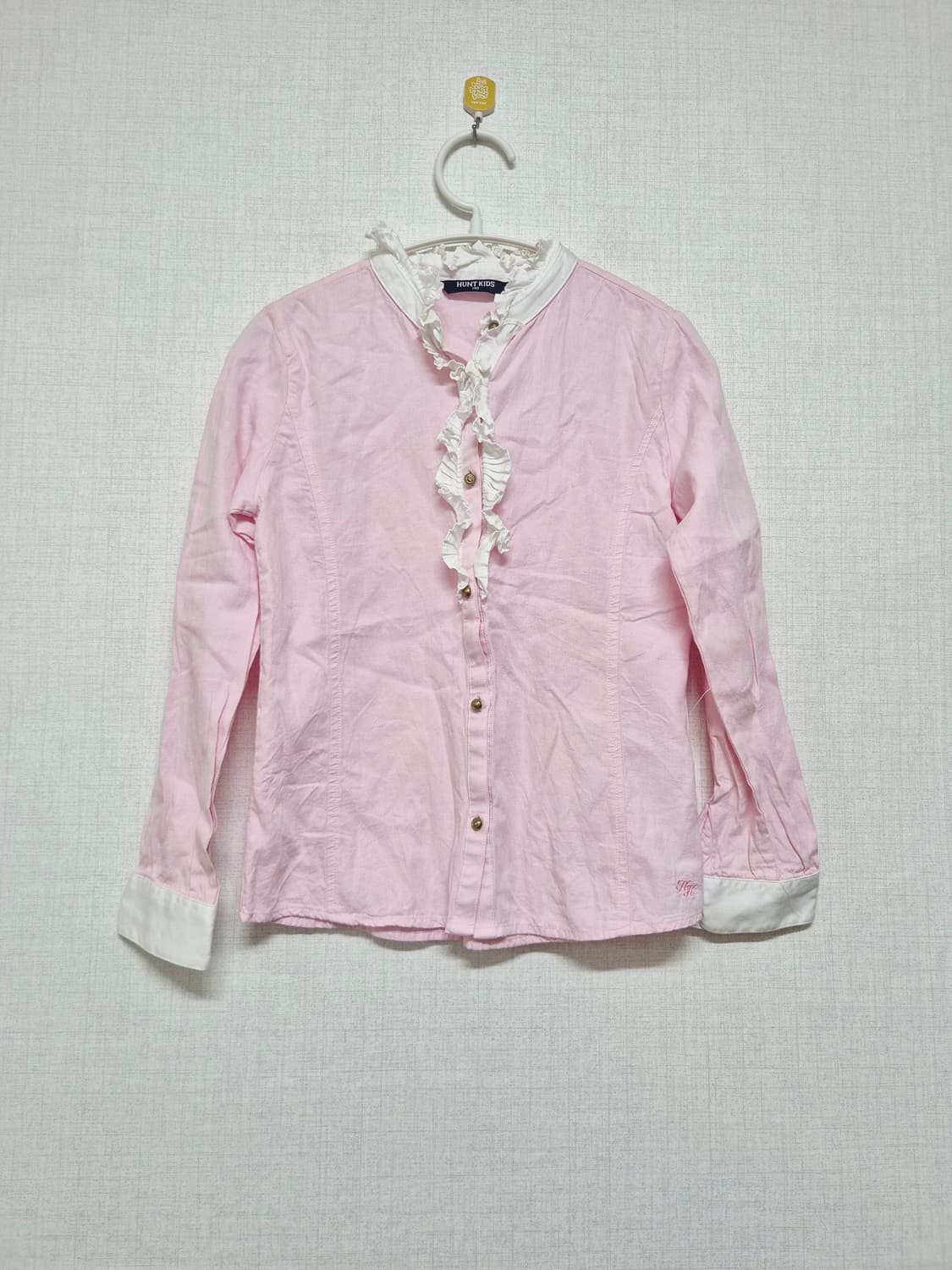 헌트키즈 핑크 프릴 장식 셔츠 상품이미지1