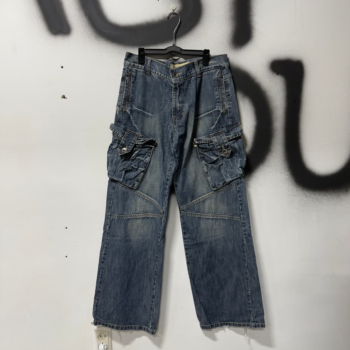 VTG 빈티지 빅사이즈 멀티 포켓 와이드 카고 데님 팬츠 상품이미지1