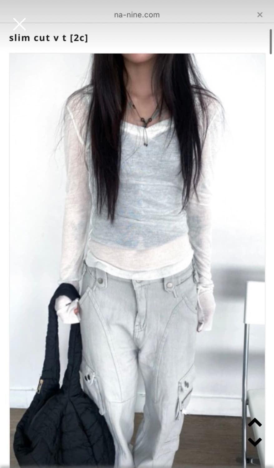 나의 나인 이즈이즈 슬림 백트임 티 차콜  상품이미지1