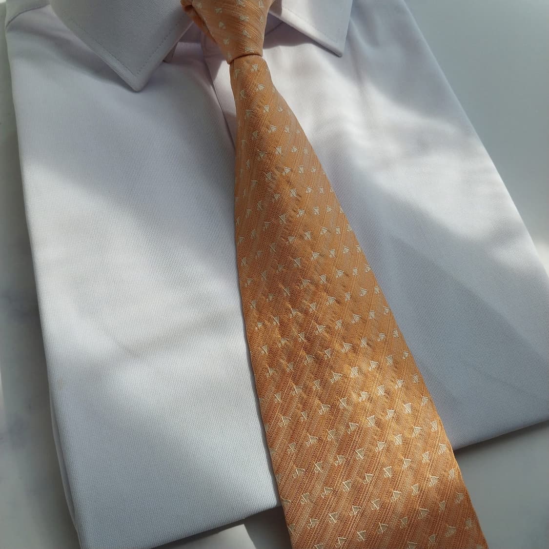 알테아 실크 오렌지 기하 패턴 넥타이 8.5cm A등급 K831
 상품이미지8