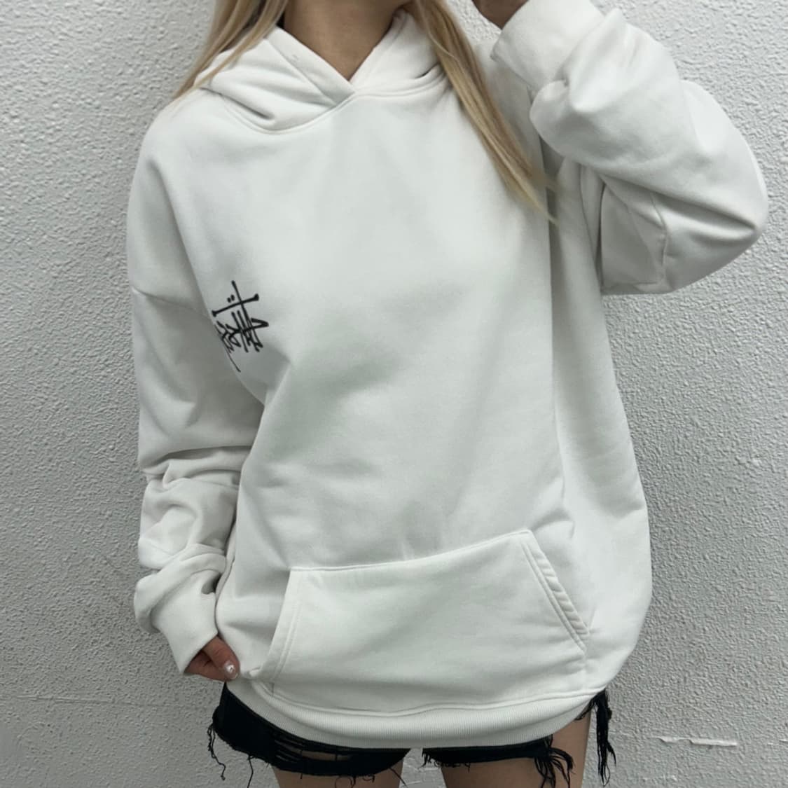 스투시 프린팅 화이트 후드 XL 상품이미지2
