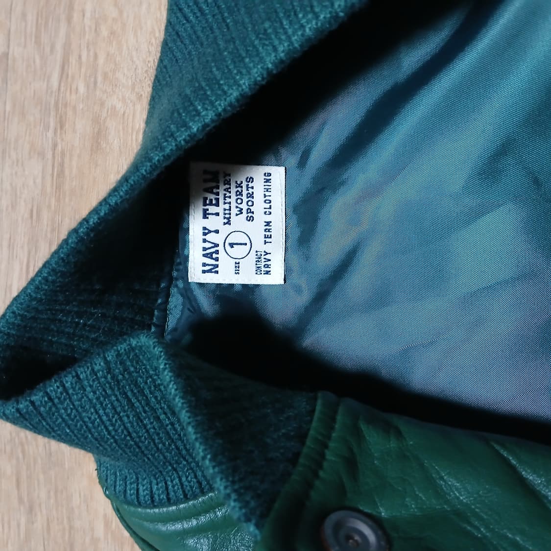 Navy team 네이비팀 소가죽 레더 바시티 자켓 상품이미지9