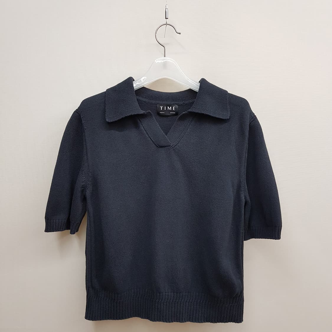 한섬 타임 2024 조니 카라 반팔 니트 90사이즈 상품이미지1