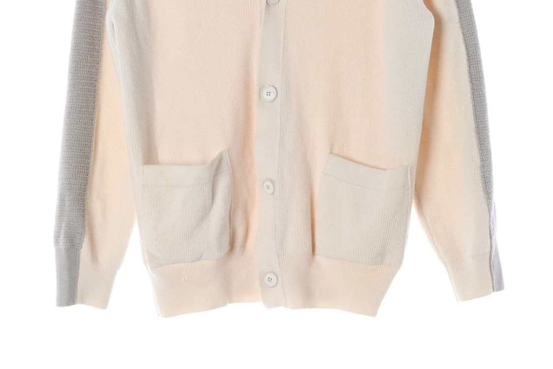 시스템 옴므 울 100% 배색 브이넥 가디건 상품이미지4