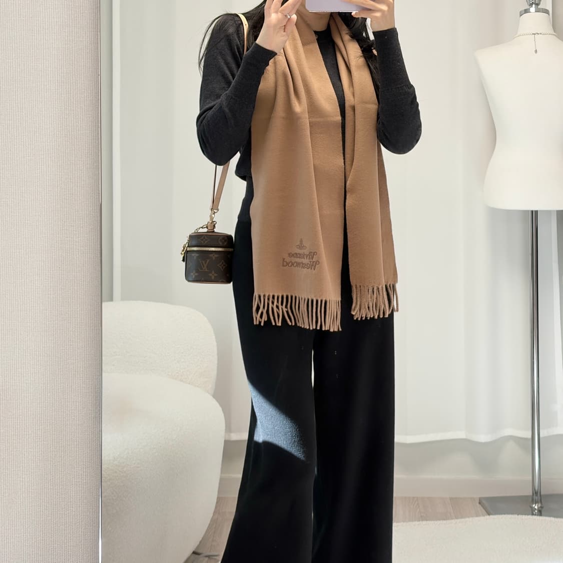 비비안웨스트우드 로고 울 머플러-카멜 상품이미지6