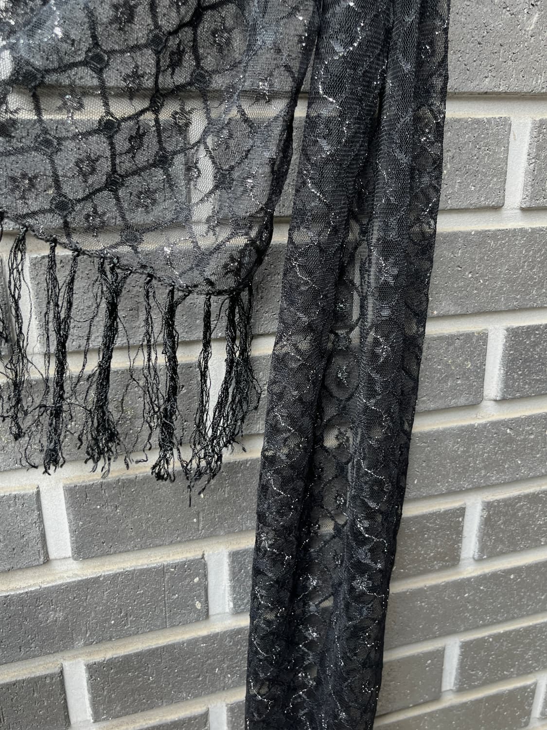 jpn 실버 펄사 레이스 롱 스카프 블랙 상품이미지7